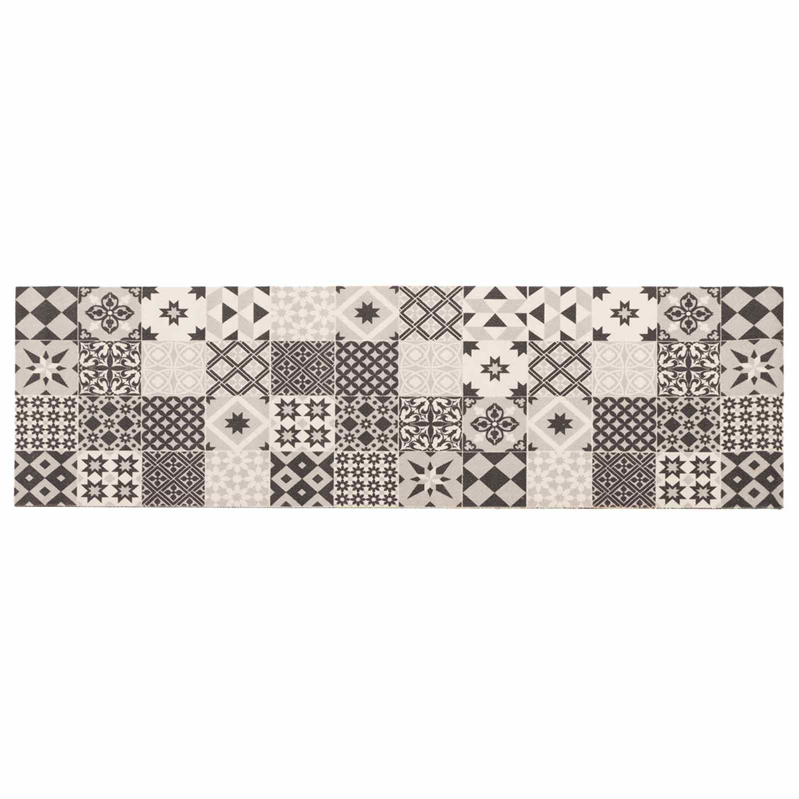 Virtuvės kilimas pilka mozaika 300 x 60 cm 100% poliamidas