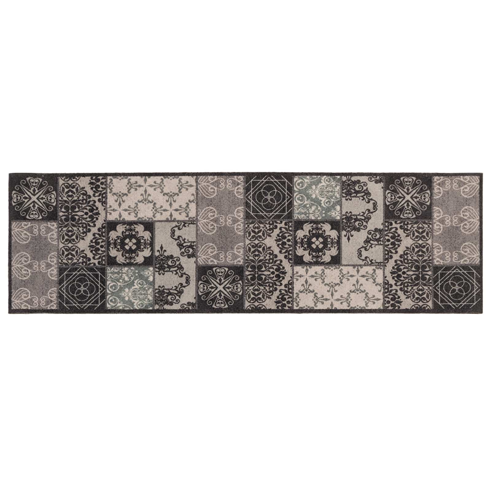 Virtuvės kilimas juoda mozaika 300 x 60 cm 100% poliamidas
