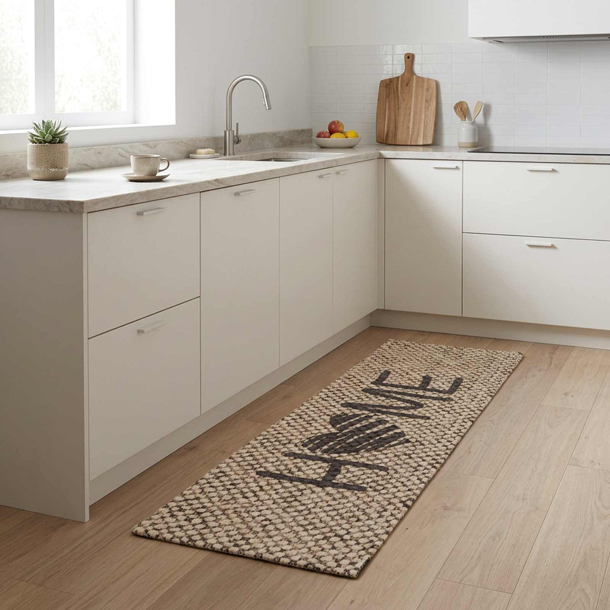 Virtuvės kilimas Smėlio namai 300 x 60 cm 100% poliamidas