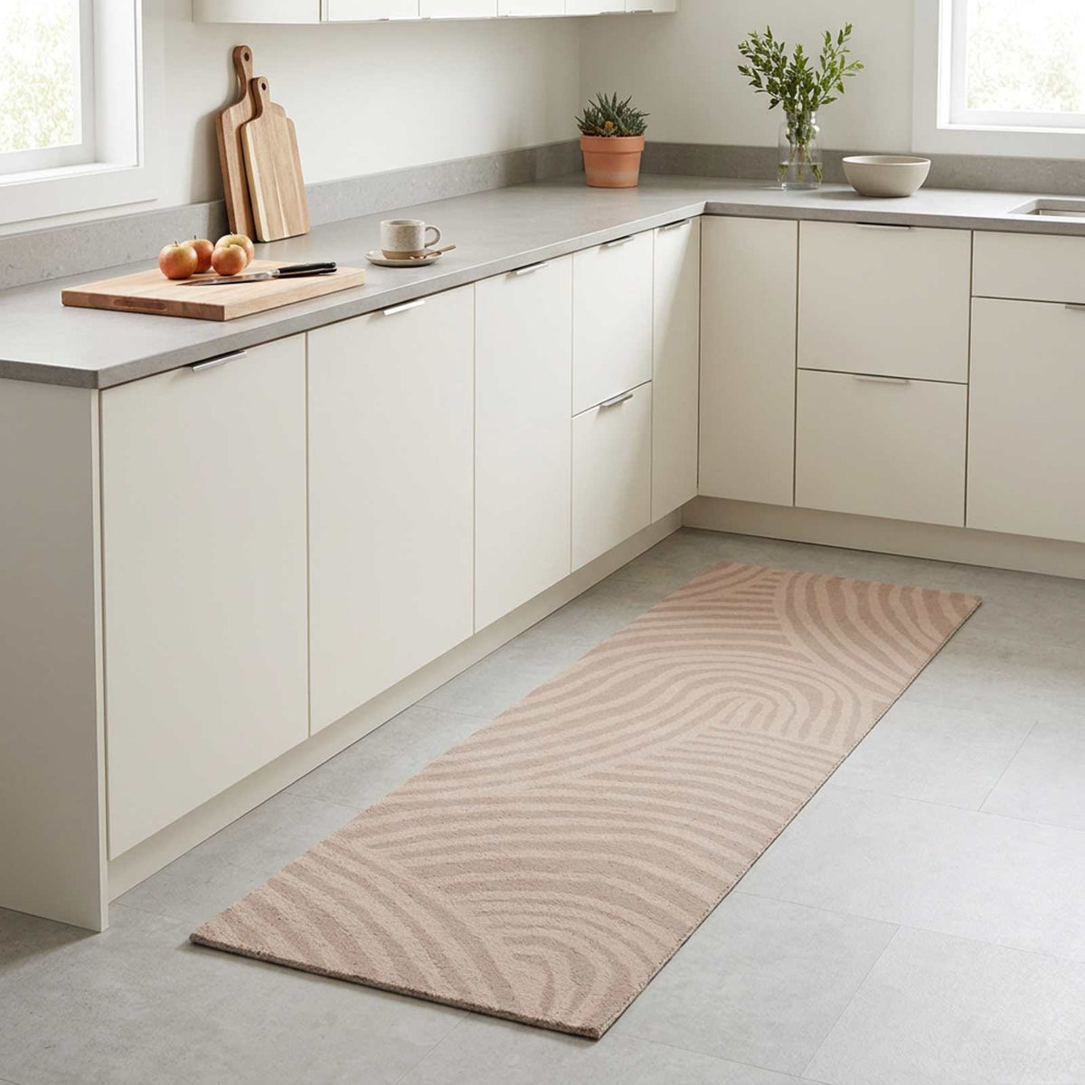 Virtuvės kilimas taupe skandinaviškas 300 x 60 cm