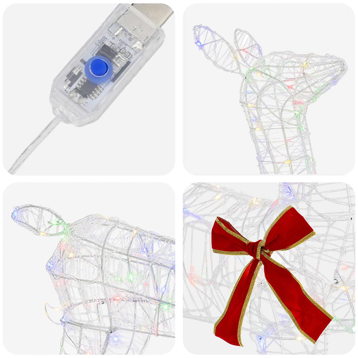 3D Kalėdų elnias LOVIISA 110 LED Įvairių spalvų