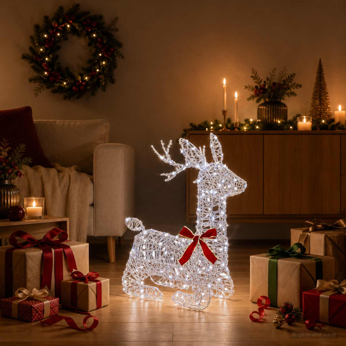 3D Kalėdų elnias LOVIISA 140 LED Šalta balta 55 x 22 x 63 cm