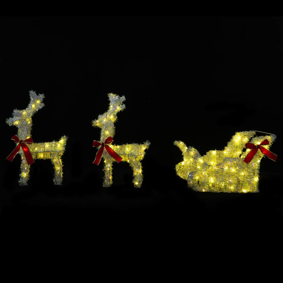 3D kalėdinis elnias su rogėmis LOVIISA 3 vnt. 160 LED