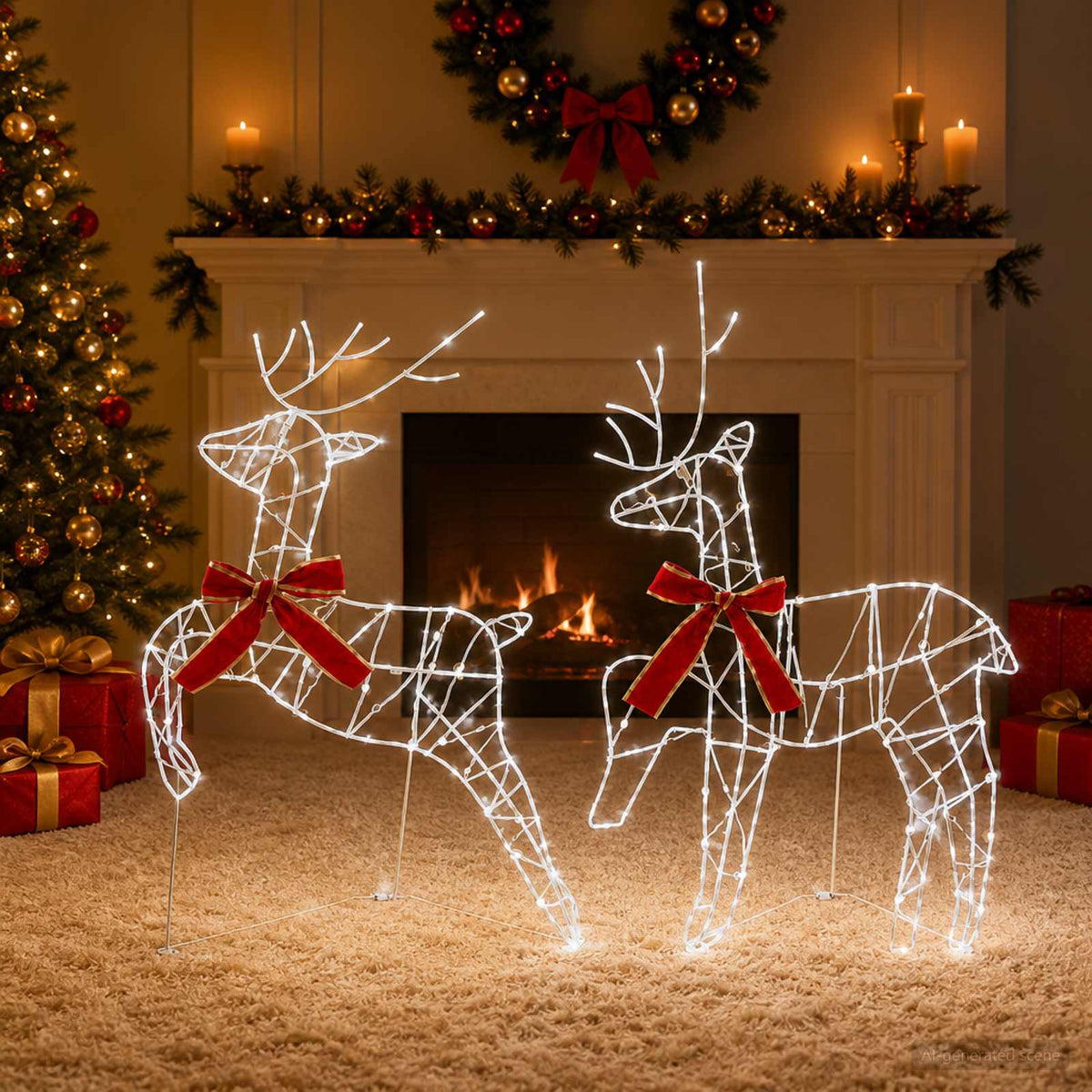 Kalėdų elnias 2 vnt. 90 LED Šalta balta