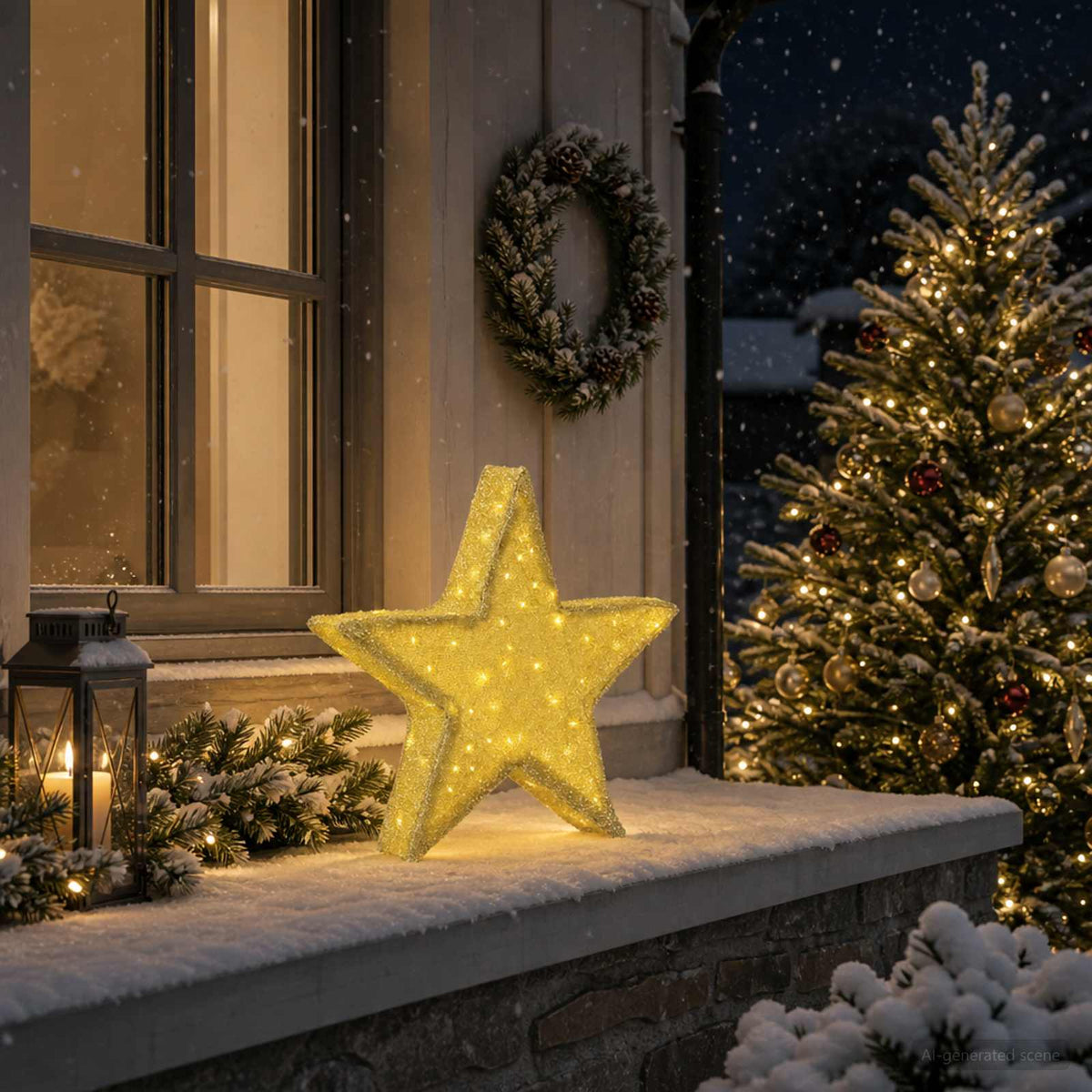 3D Kalėdų žvaigždė 50 LED Šilta balta 55 x 53,5 x 10 cm