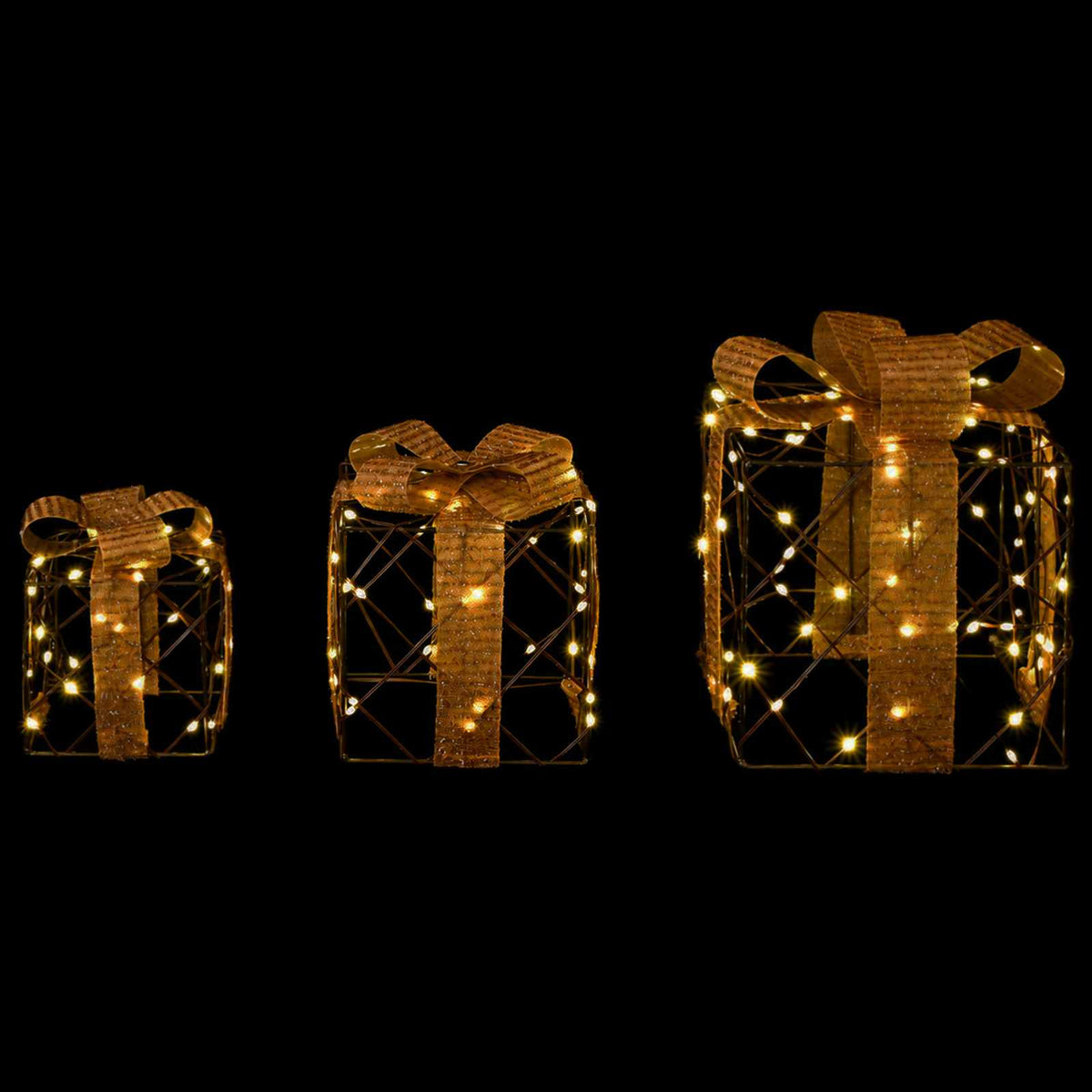 Apšviesta Kalėdinė Dovana 3 vnt. 150 LED Šilta balta