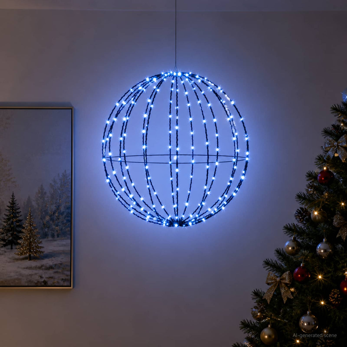 Kalėdų finialo šviesa 160 LED Mėlyna Skersmuo 50 x 52 cm