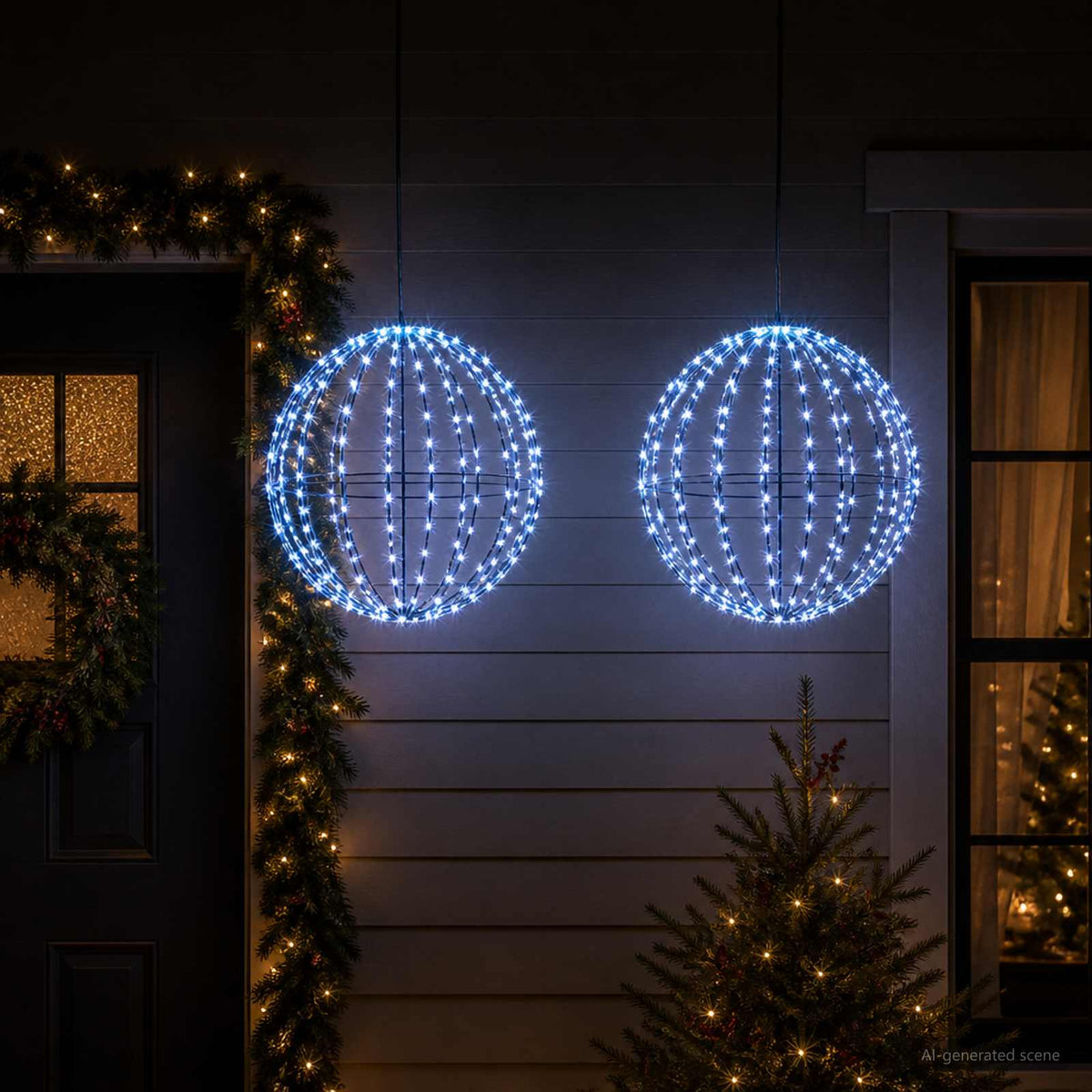 Kalėdų finialo šviesa 2 vnt. 192 LED Mėlyna Skersmuo 30 x 32 cm