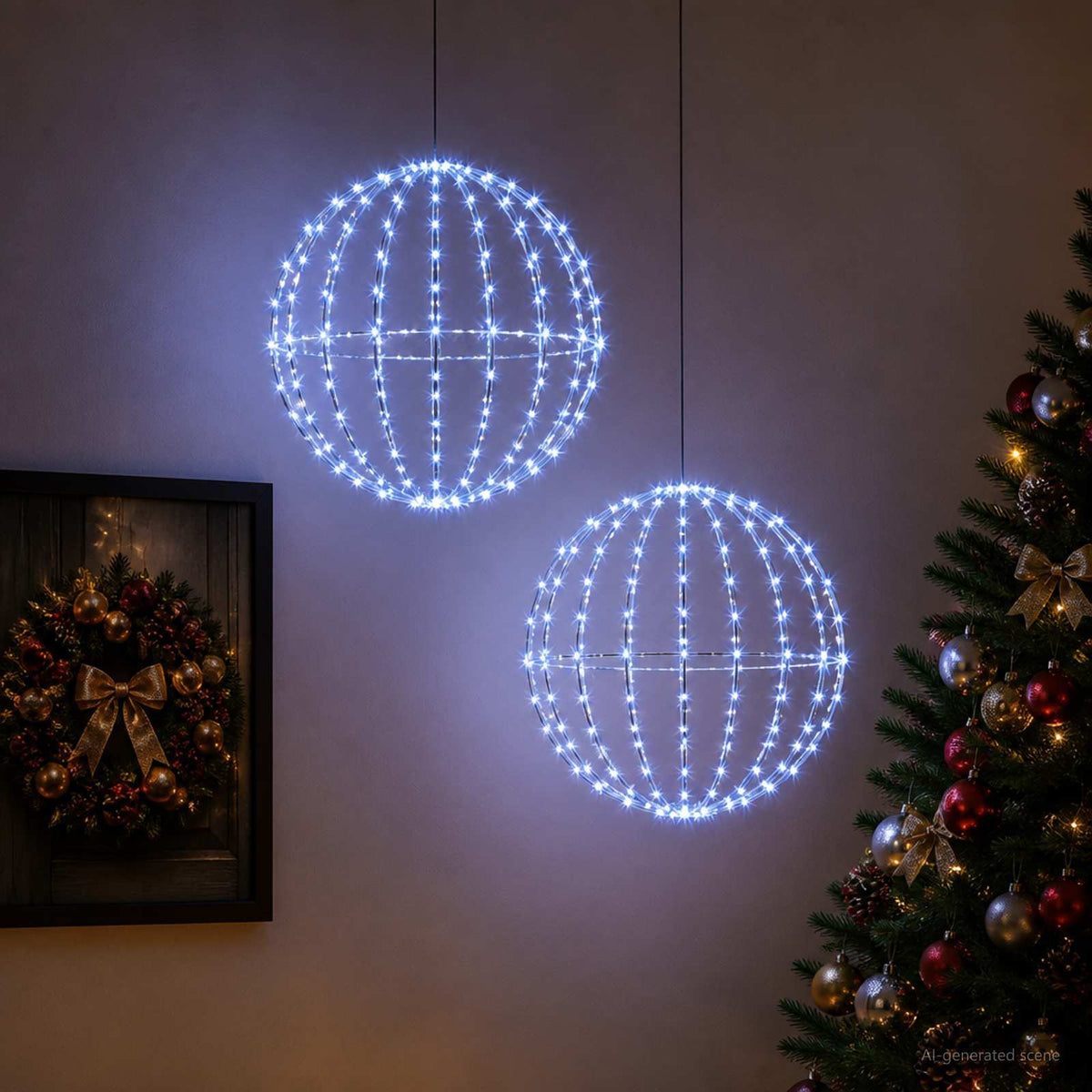 Kalėdų finialo šviesa 2 vnt. 192 LED Mėlyna Skersmuo 30 x 32 cm