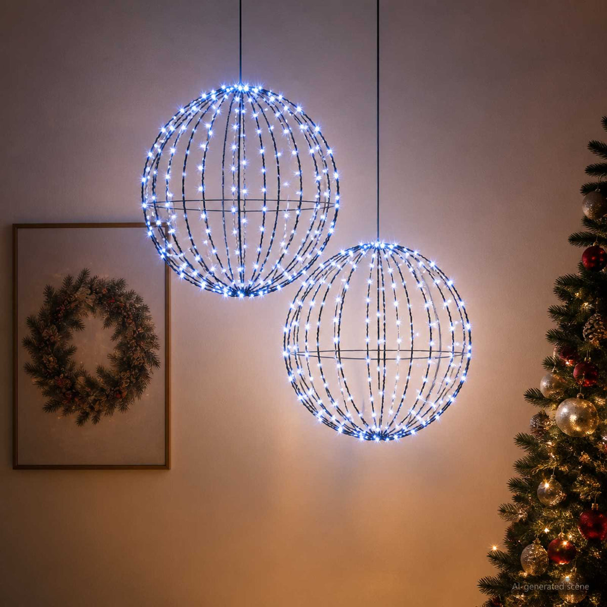 Kalėdų finialo šviesa 2 vnt. 320 LED Mėlyna Skersmuo 50 x 52 cm