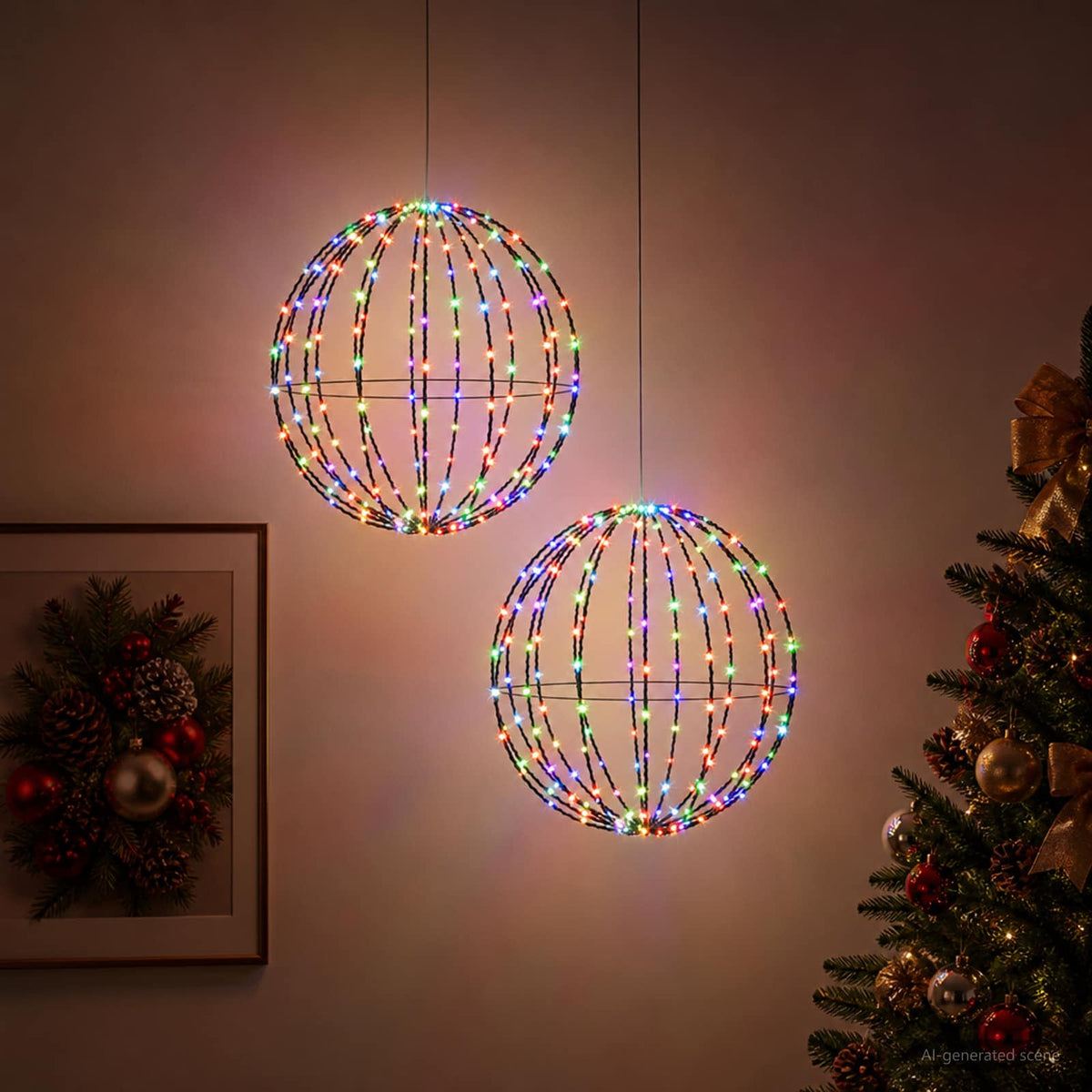 Kalėdų finialo šviesa 2 vnt. 240 LED Įvairių spalvų