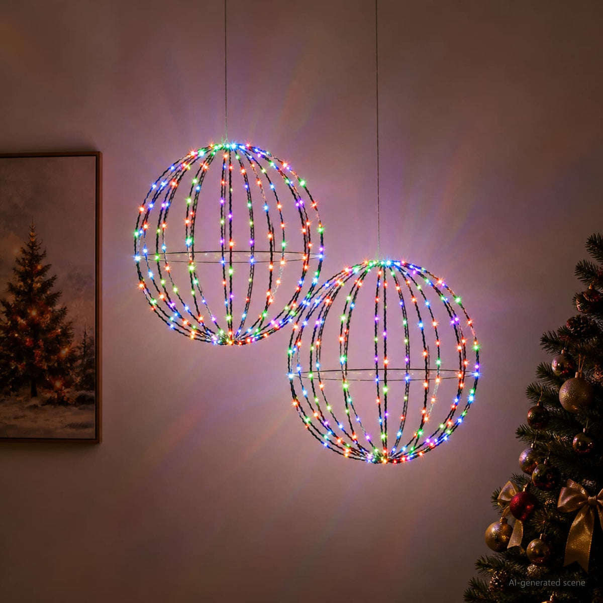 Kalėdų finialo šviesa 2 vnt. 384 LED Įvairių spalvų