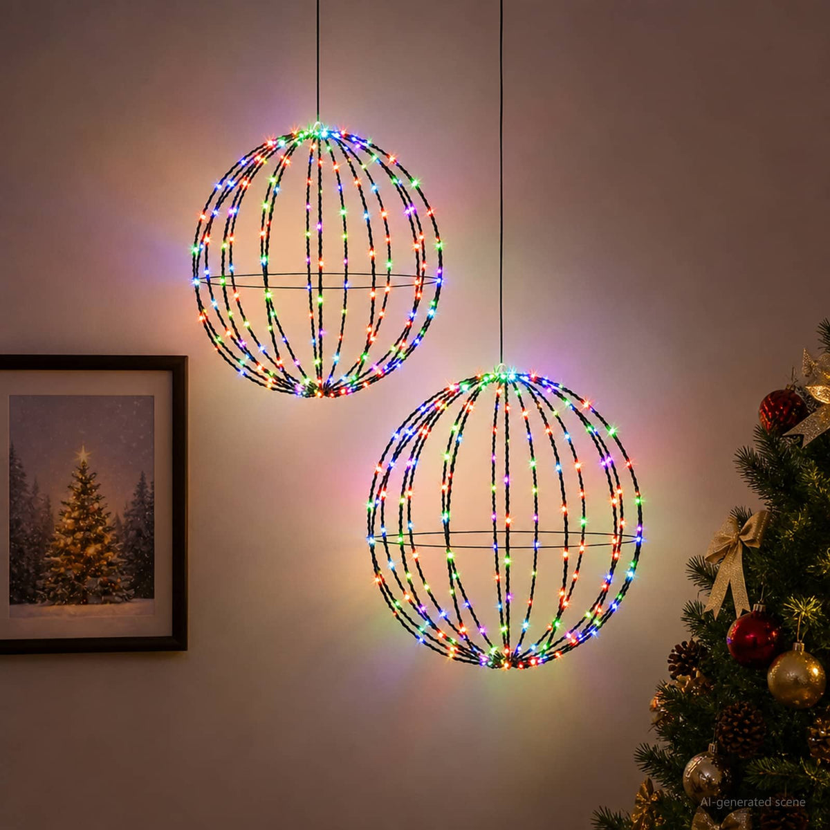 Kalėdų finialo šviesa 2 vnt. 192 LED RGB Skersmuo 30 x 32 cm