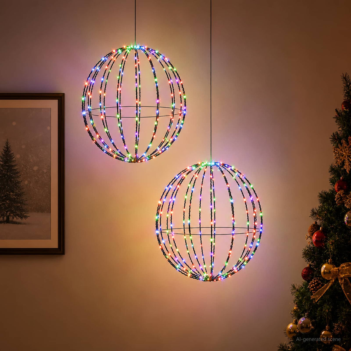 Kalėdų finialo šviesa 2 vnt. 320 LED RGB Skersmuo 50 x 52 cm
