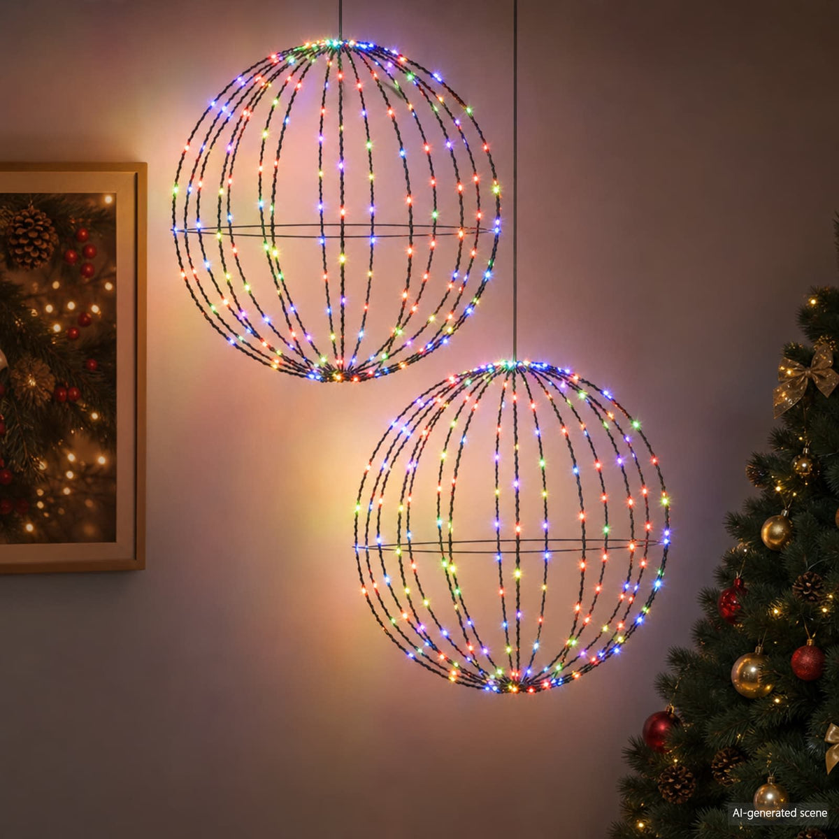 Kalėdų finialo šviesa 2 vnt. 384 LED RGB Skersmuo 60 x 63 cm