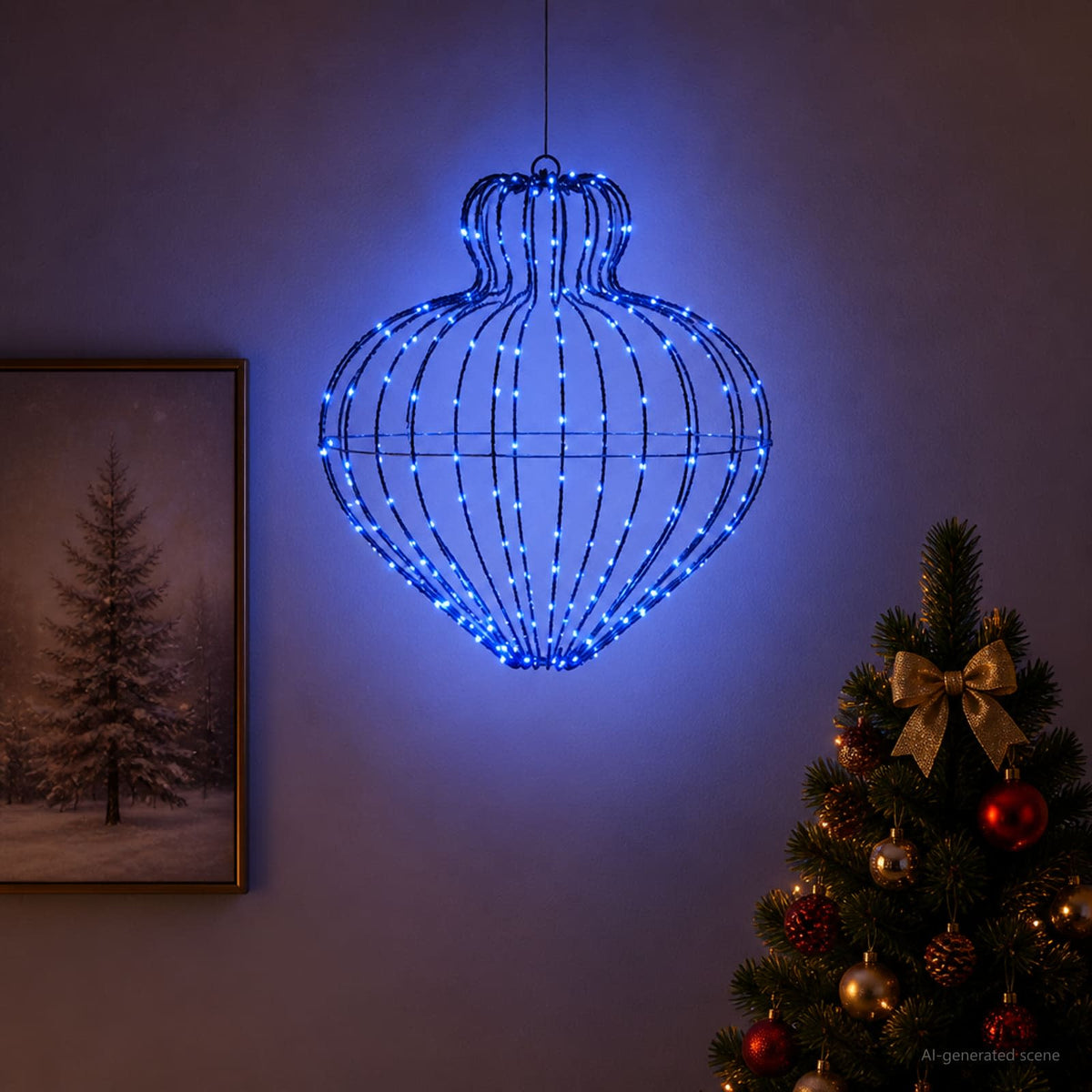 Kalėdų finialo šviesa 192 LED Mėlyna Skersmuo 40 x 40 cm