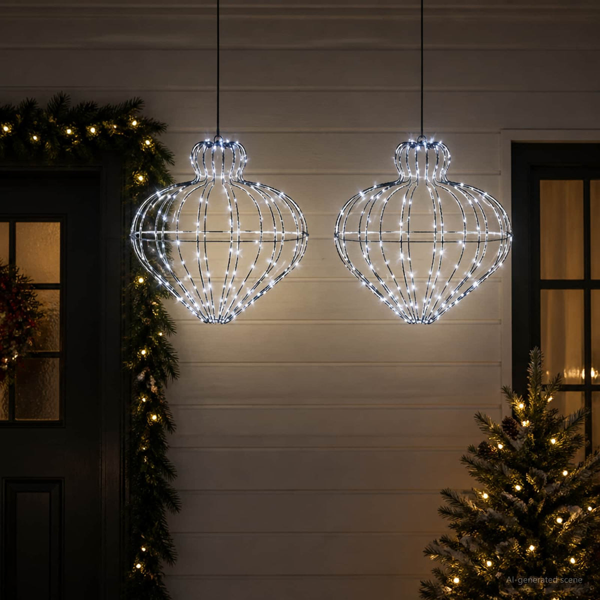 Kalėdų finialo šviesa 2 vnt. 384 LED Šalta balta