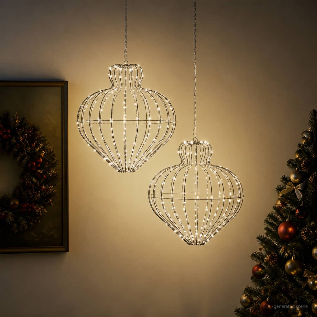 Kalėdų finialo šviesa 2 vnt. 384 LED Šalta balta