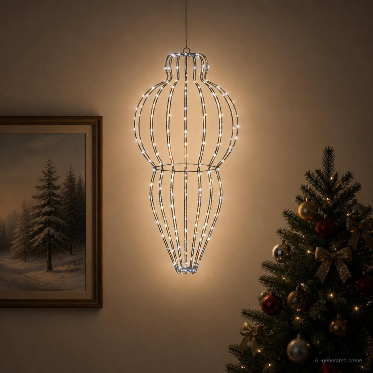 Šviečiantis kalėdinis dekoras 320 LED Šalta balta