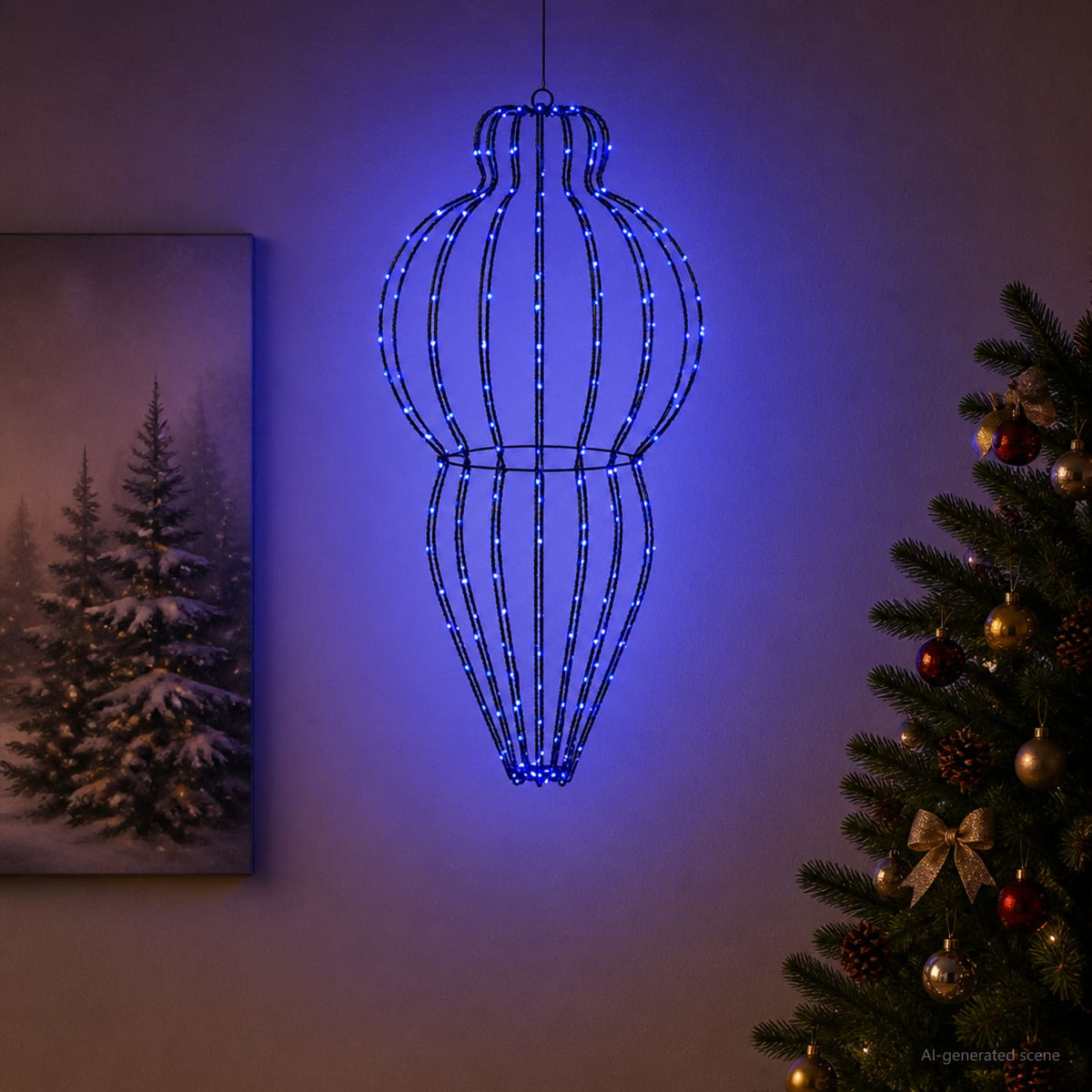 Šviečiantis kalėdinis dekoras 320 LED Mėlyna
