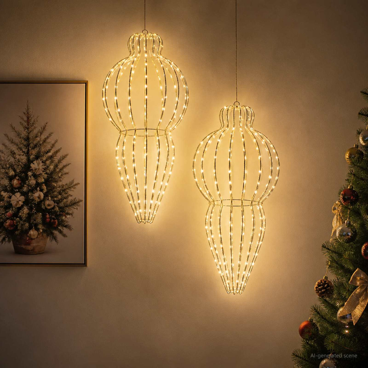 Šviečiantis kalėdinis dekoras 2 vnt. 640 LED Šalta balta
