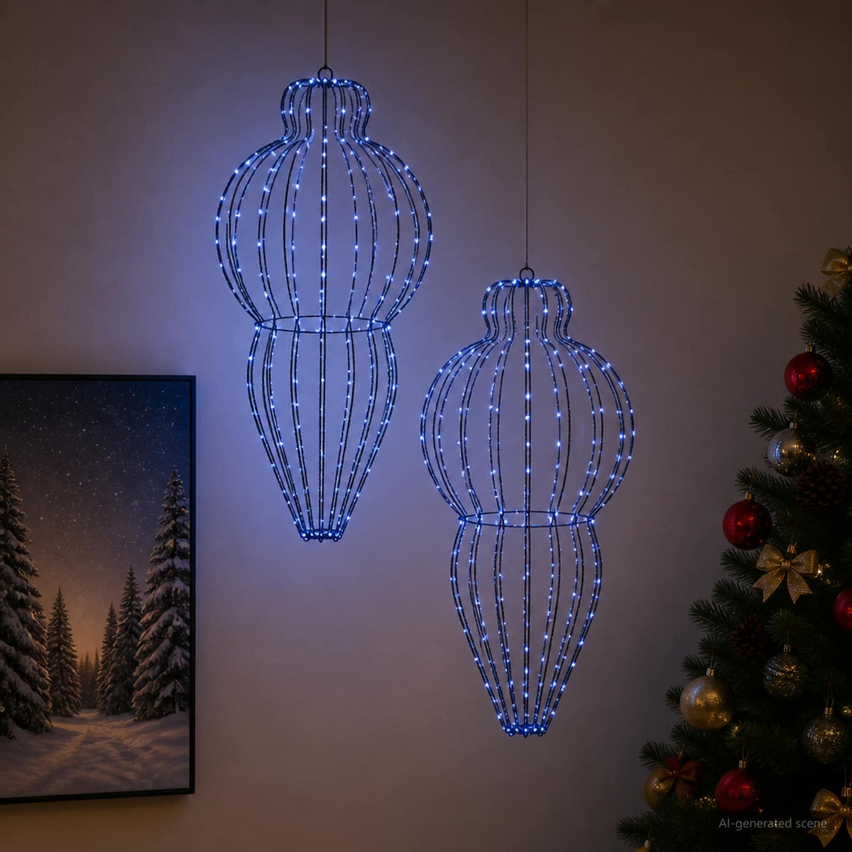 Šviečiantis kalėdinis dekoras 2 vnt. 640 LED Mėlyna