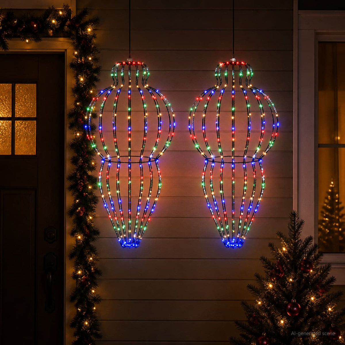 Kalėdų finialo šviesa 2 vnt. 640 LED Įvairių spalvų