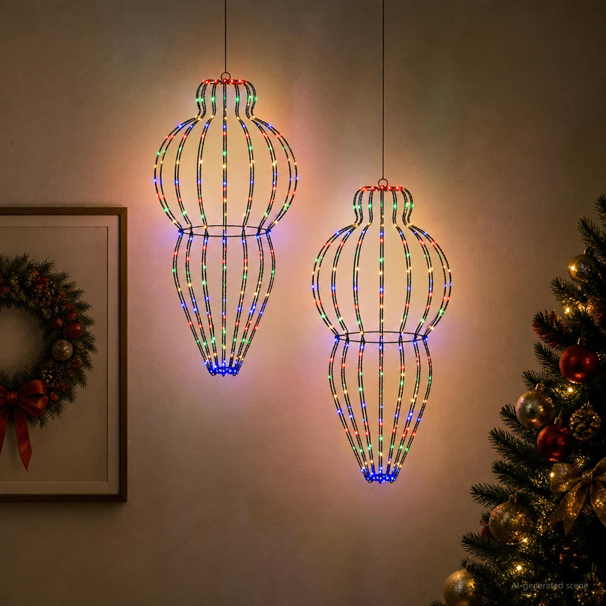 Kalėdų finialo šviesa 2 vnt. 640 LED Įvairių spalvų