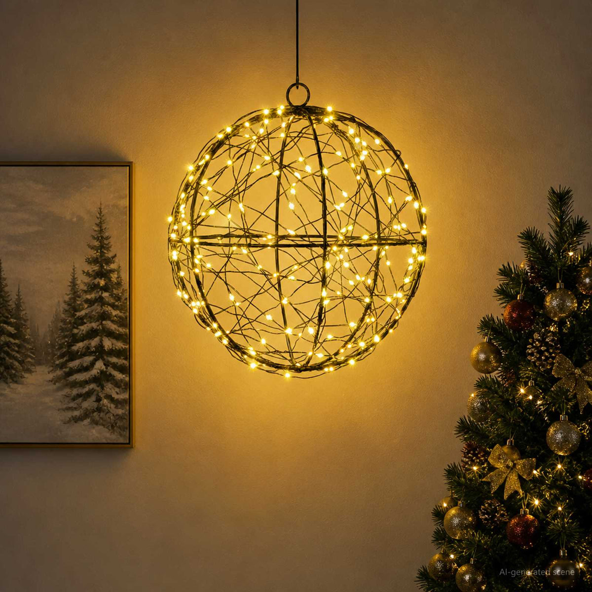 Kalėdų finialo šviesa 200 LED Šilta balta Skersmuo 20 x 22 cm