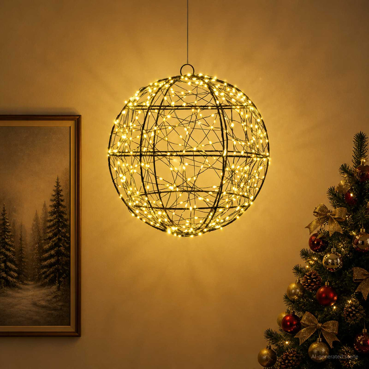 Kalėdų finialo šviesa 300 LED Šilta balta Skersmuo 30 x 32 cm