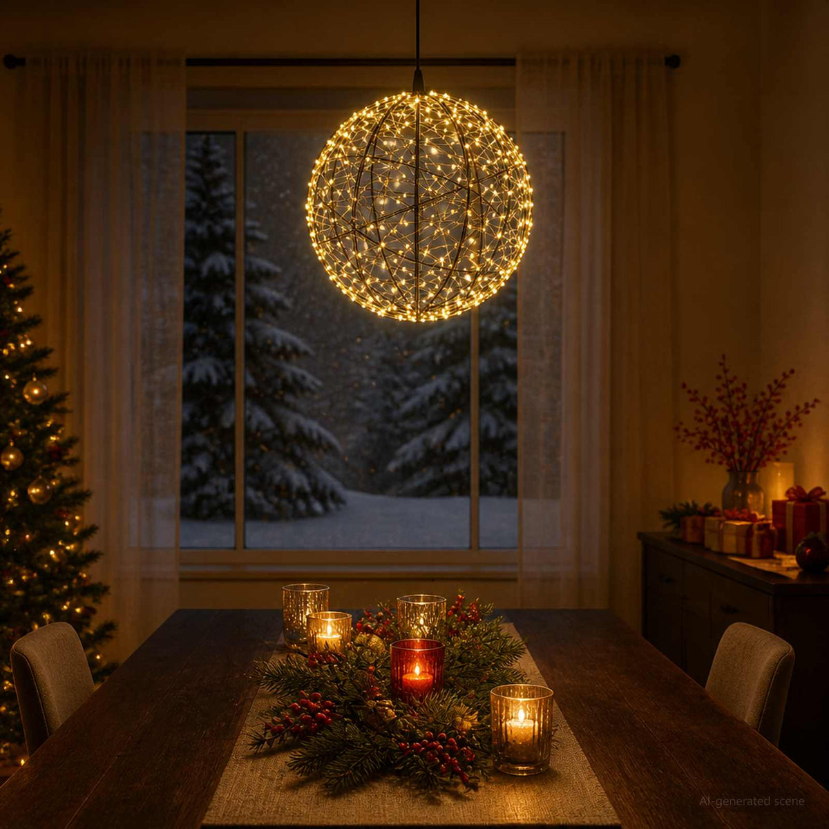 Kalėdų finialo šviesa 500 LED Šilta balta Skersmuo 40 x 42 cm