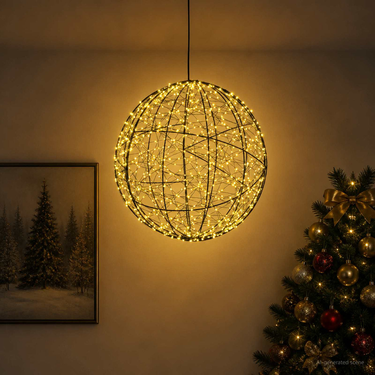Kalėdų finialo šviesa 950 LED Šilta balta Skersmuo 60 x 63 cm