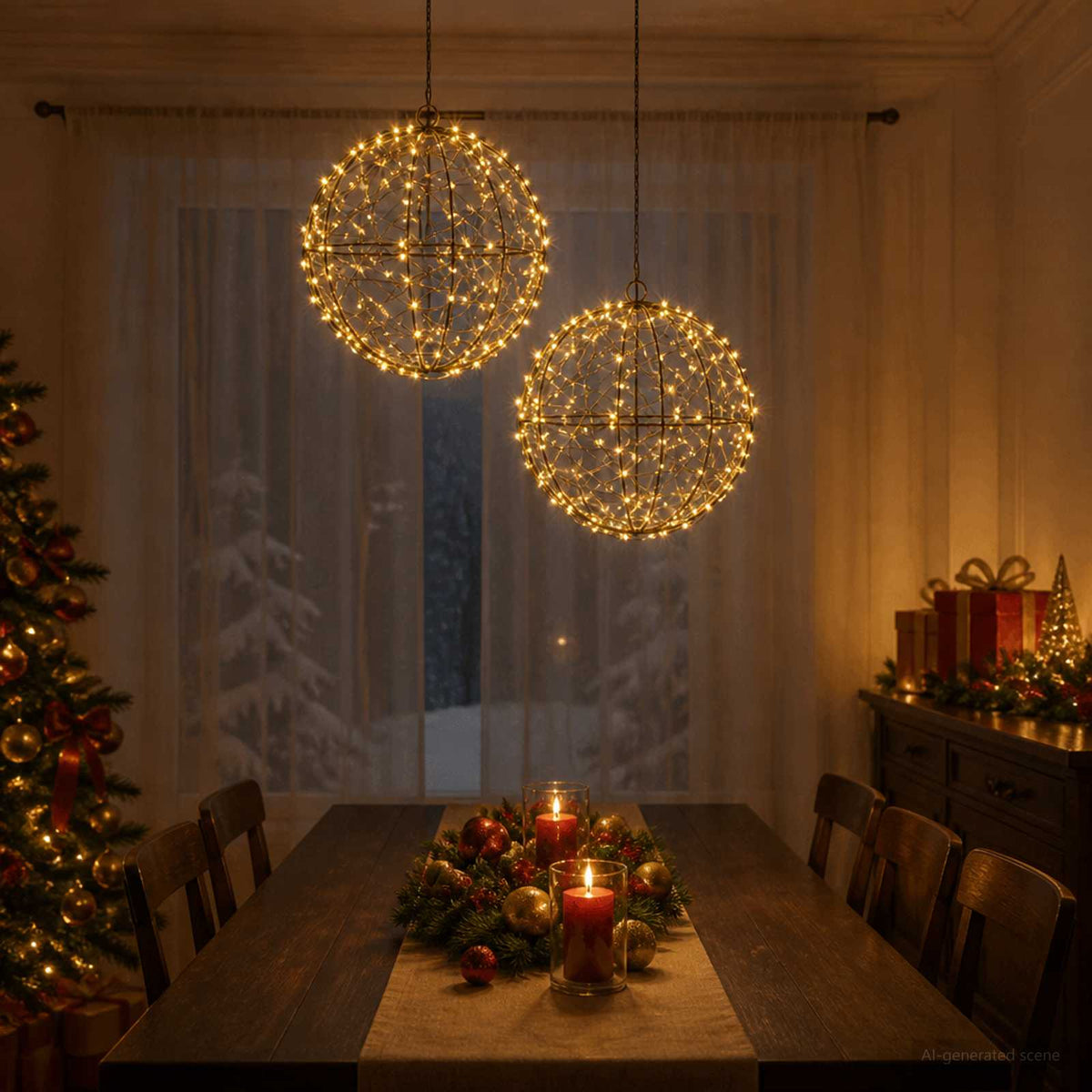 Kalėdų finialo šviesa 2 vnt. 400 LED Šilta balta