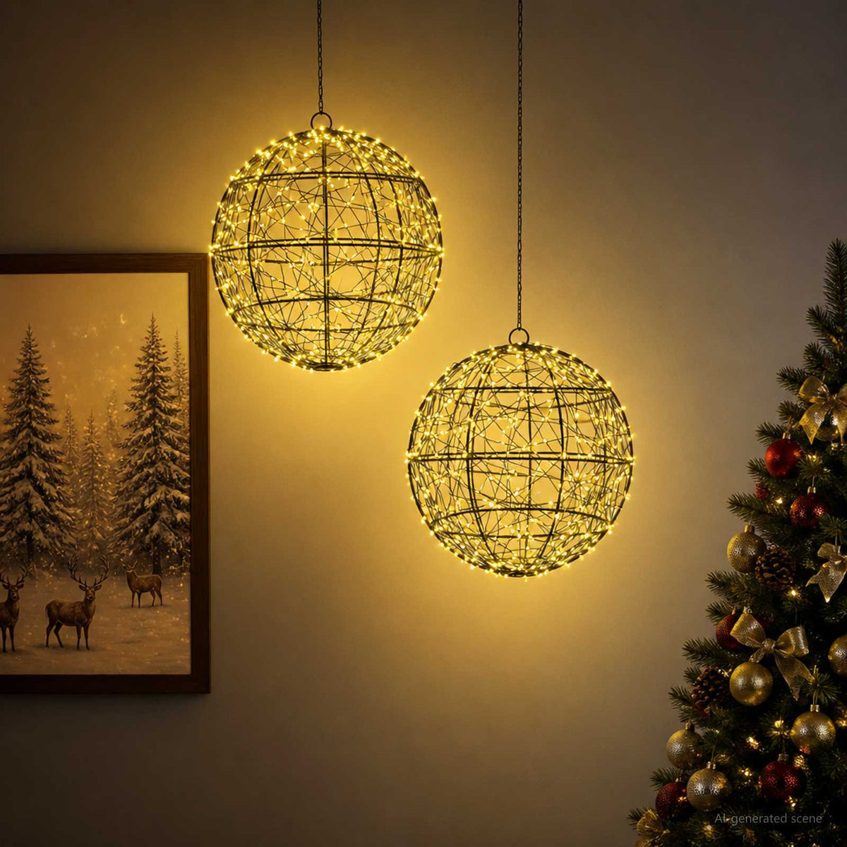Kalėdų finialo šviesa 2 vnt. 600 LED Šilta balta