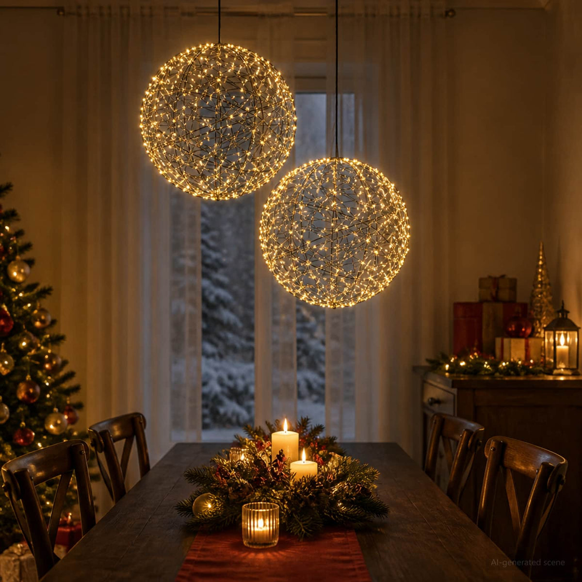 Kalėdų finialo šviesa 2 vnt. 1000 LED Šilta balta
