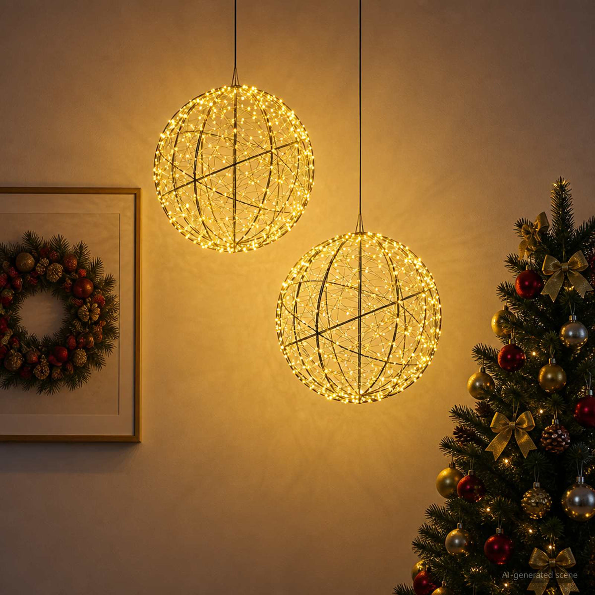 Kalėdų finialo šviesa 2 vnt. 1500 LED Šilta balta