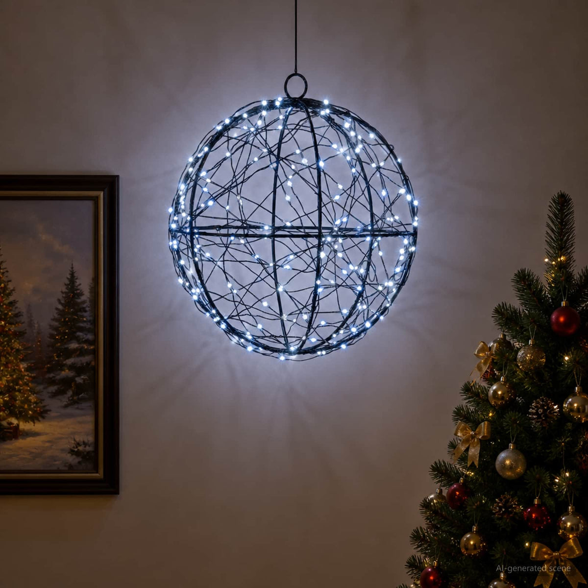 Kalėdų finialo šviesa 200 LED Šalta balta Skersmuo 20 x 22 cm