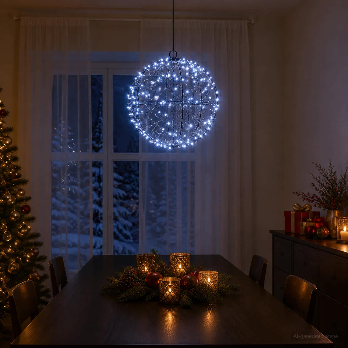 Kalėdų finialo šviesa 200 LED Šalta balta Skersmuo 20 x 22 cm