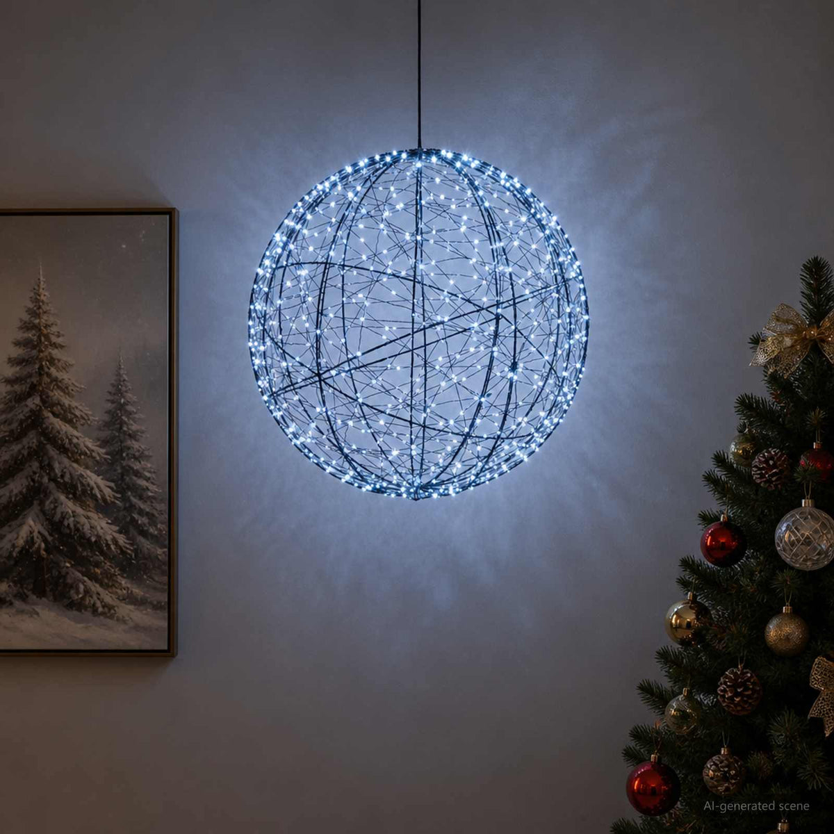 Kalėdų finialo šviesa 500 LED Šalta balta Skersmuo 40 x 42 cm