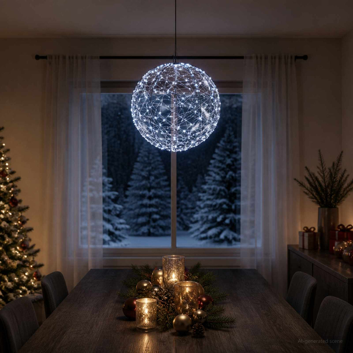 Kalėdų finialo šviesa 500 LED Šalta balta Skersmuo 40 x 42 cm
