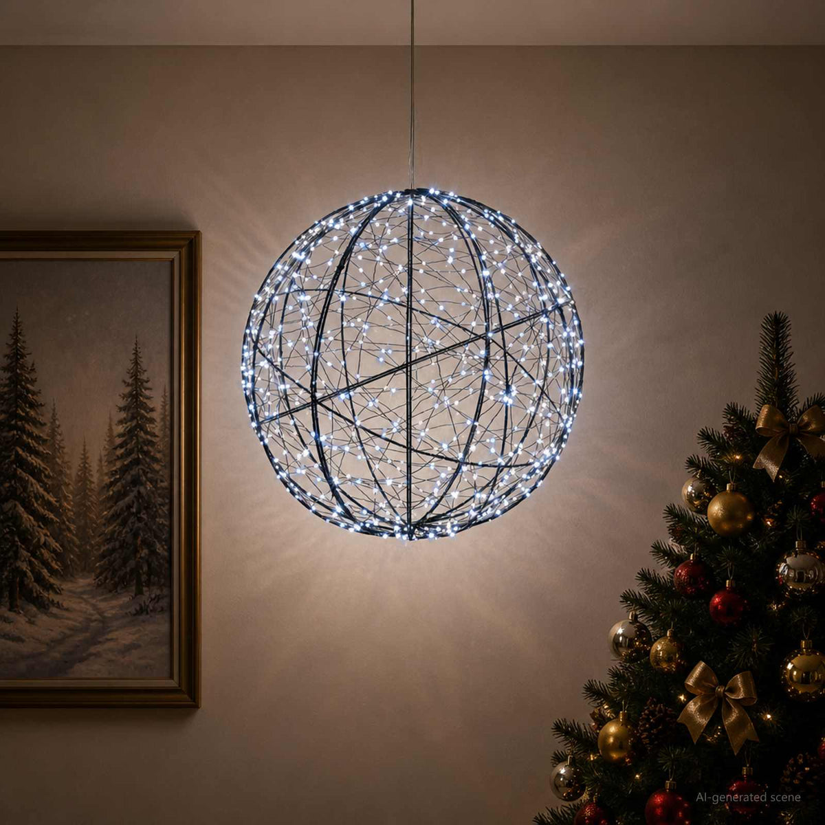 Kalėdų finialo šviesa 750 LED Šalta balta Skersmuo 50 x 52 cm