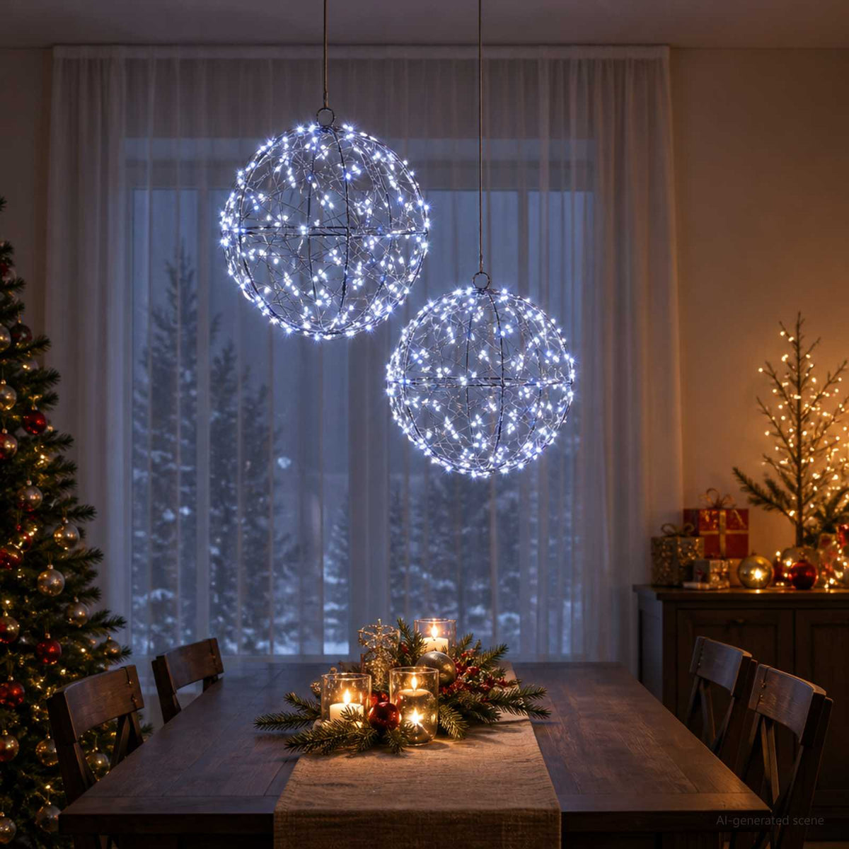 Kalėdų finialo šviesa 2 vnt. 400 LED Šalta balta