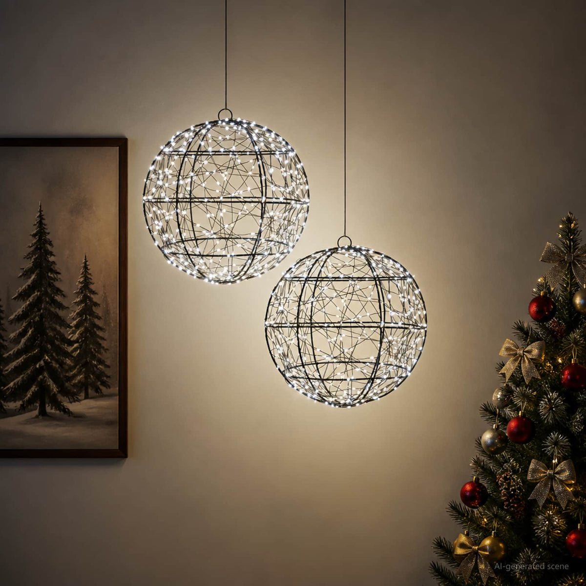 Kalėdų finialo šviesa 2 vnt. 600 LED Šalta balta