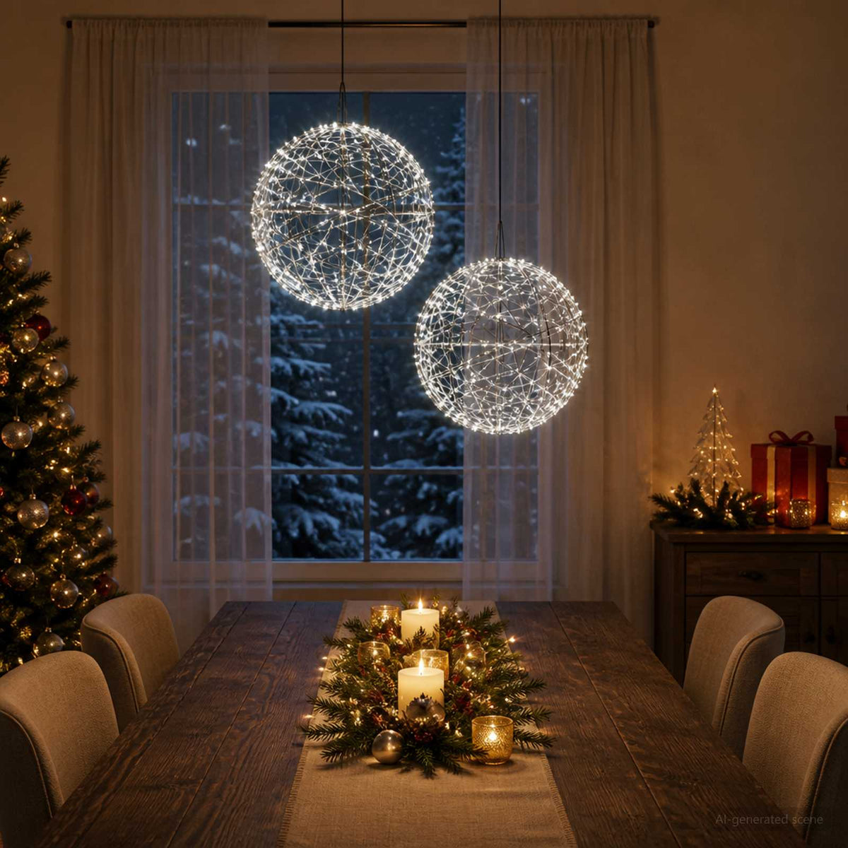 Kalėdų finialo šviesa 2 vnt. 1000 LED Šalta balta