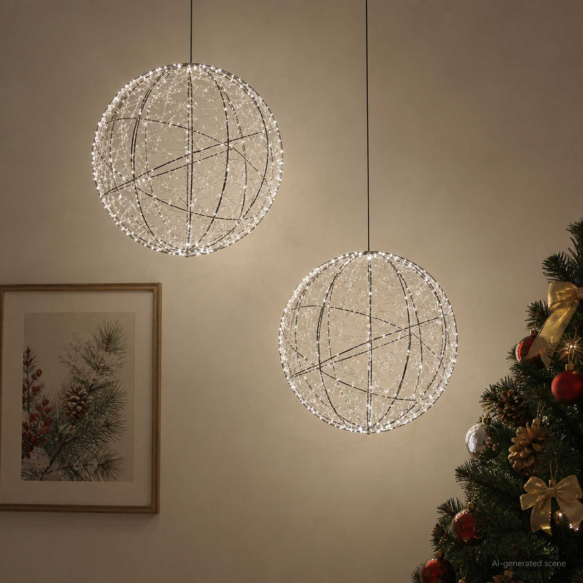 Kalėdų finialo šviesa 2 vnt. 1000 LED Šalta balta
