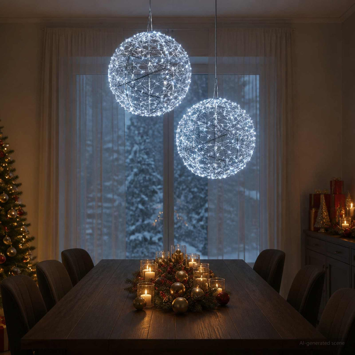 Kalėdų finialo šviesa 2 vnt. 1500 LED Šalta balta