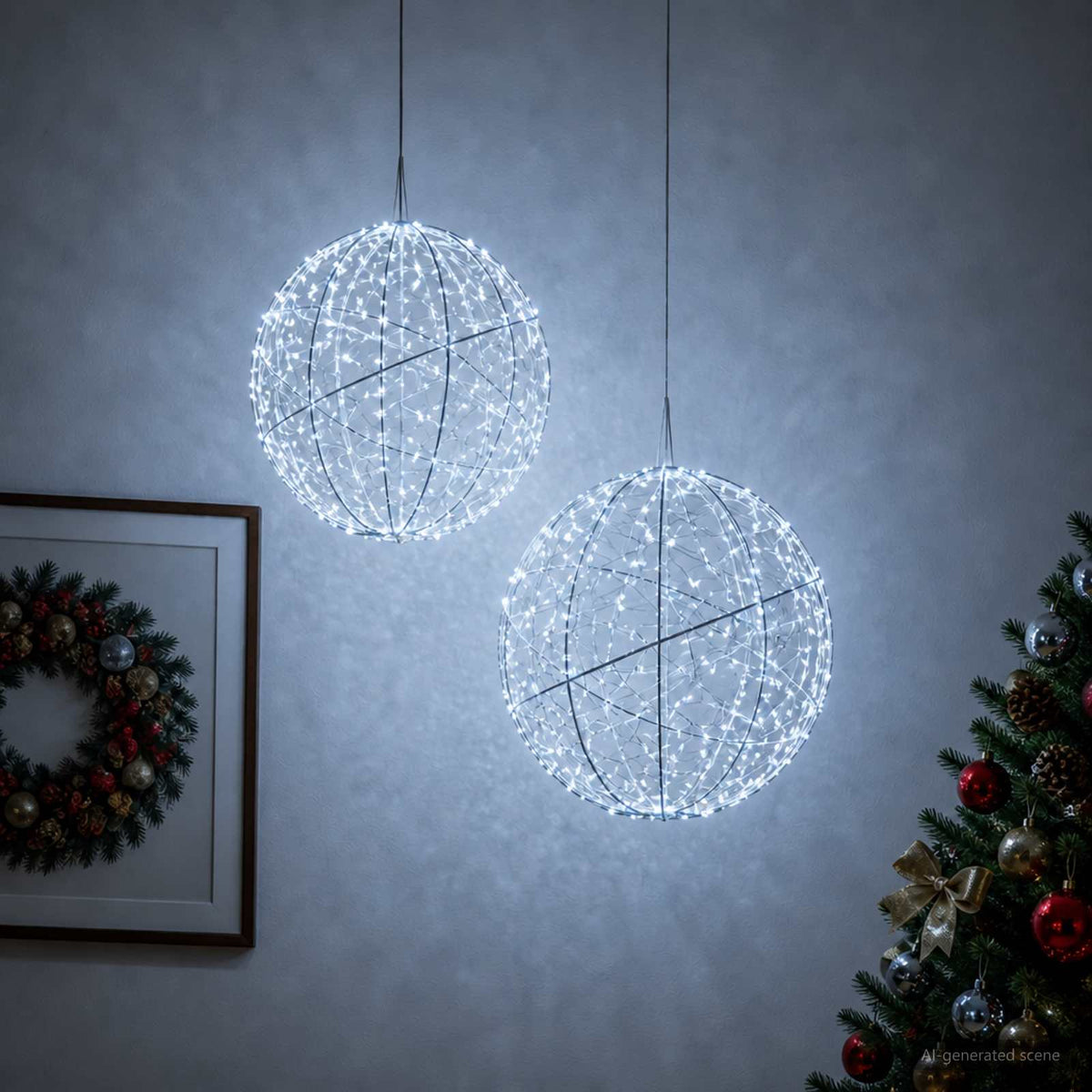Kalėdų finialo šviesa 2 vnt. 1500 LED Šalta balta