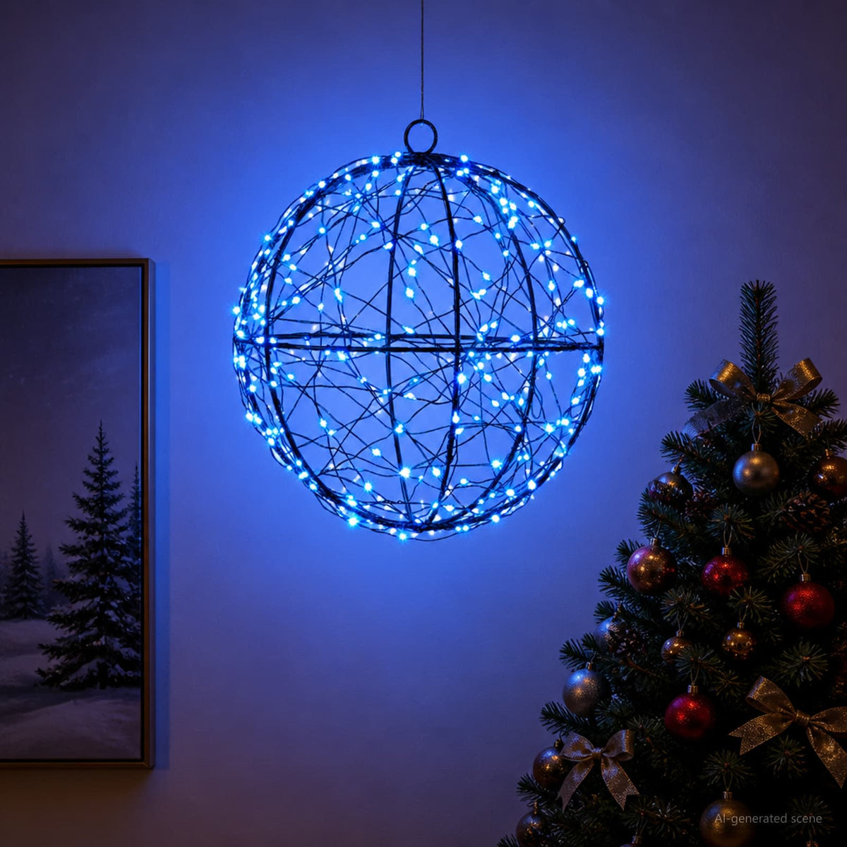 Kalėdų finialo šviesa 200 LED Mėlyna Skersmuo 20 x 22 cm