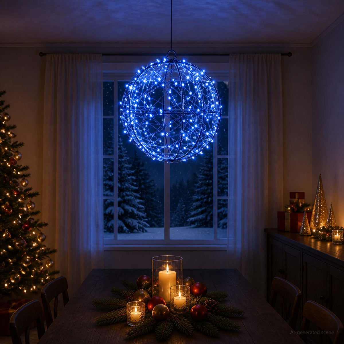 Kalėdų finialo šviesa 200 LED Mėlyna Skersmuo 20 x 22 cm