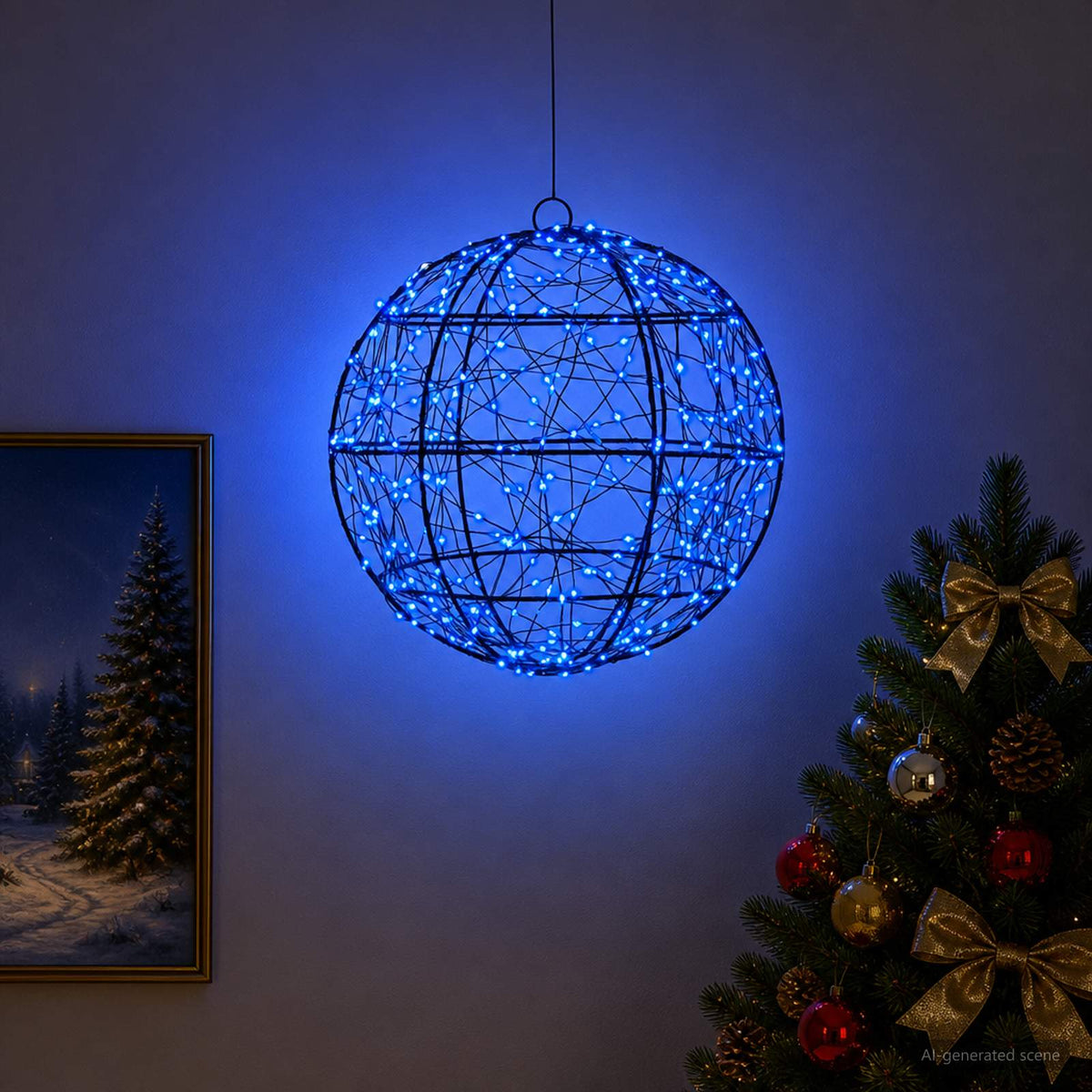 Kalėdų finialo šviesa 300 LED Mėlyna Skersmuo 30 x 32 cm